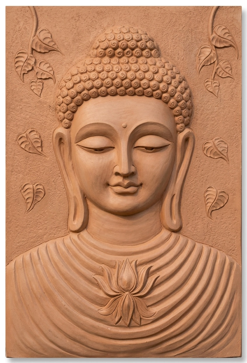 Serene Buddha with Lotus 3D Relief Sculpture Panel