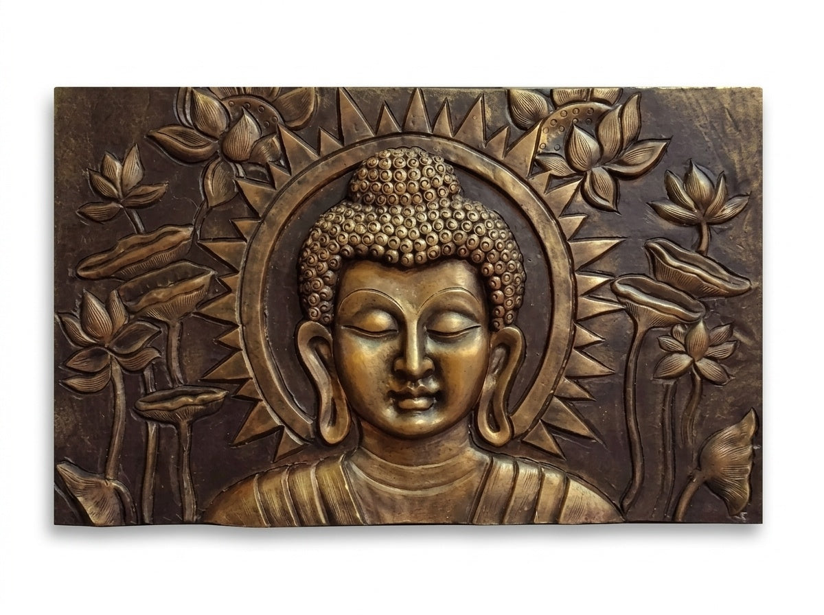 Meditation Buddha with Lotus 3D Relief Mural Wall Art