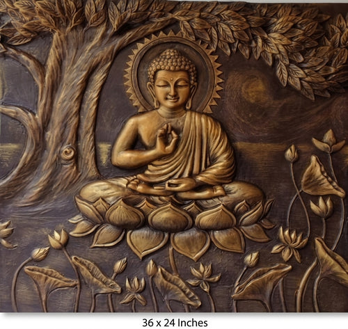 Blessing Buddha under Bodhi Tree 3D Relief Mural Wall Art - Studio Detail