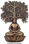 Meditating Buddha under Bodhi Tree 3D Relief Mural - Studio Detail