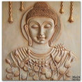 Meditating Buddha with Lotus and Bells 3D Relief Mural - Studio Detail