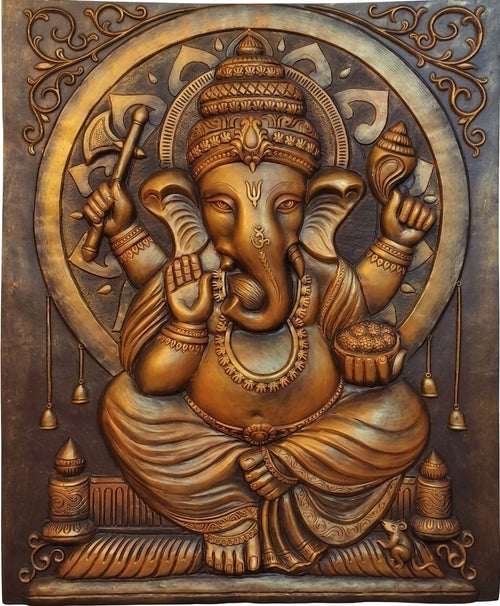 Divine Lord Ganesha 3D Relief Mural Wall Art - Studio Detail