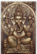 Antique Gold Lord Ganesha 3D Relief Wall Art Panel - Studio Detail