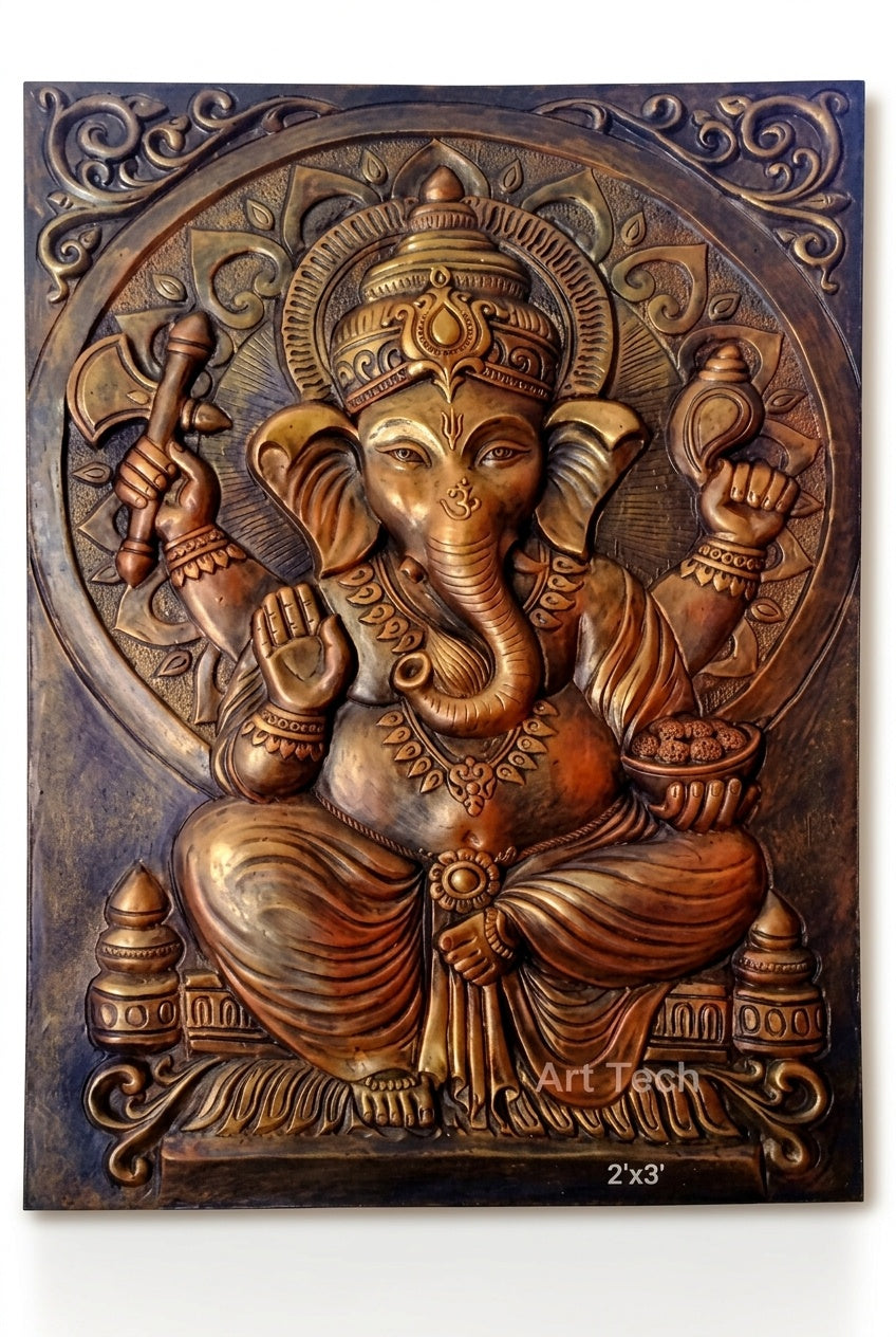 Lord Ganesha Blessing 3D Relief Wall Art Panel - Studio Detail