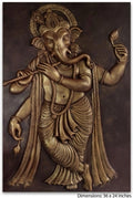 Flute Playing Krishna Ganesha 3D Relief Sculpture Mural - Studio Detail