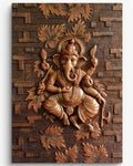 Lord Ganesha amidst Leaves 3D Relief Sculpture Panel - Studio Detail