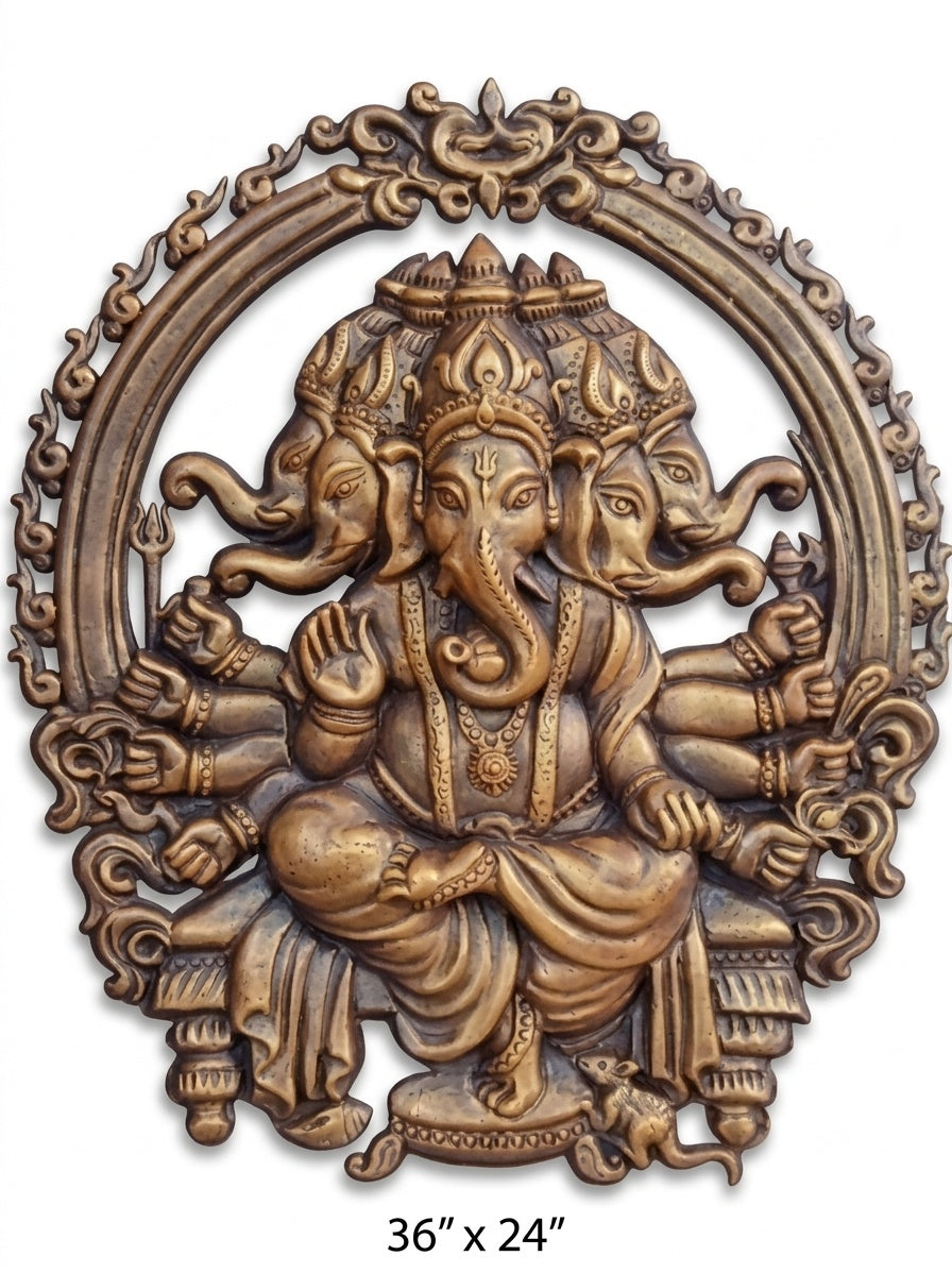 Panchmukhi Ganesha 3D Relief Sculpture Wall Panel - Studio Detail
