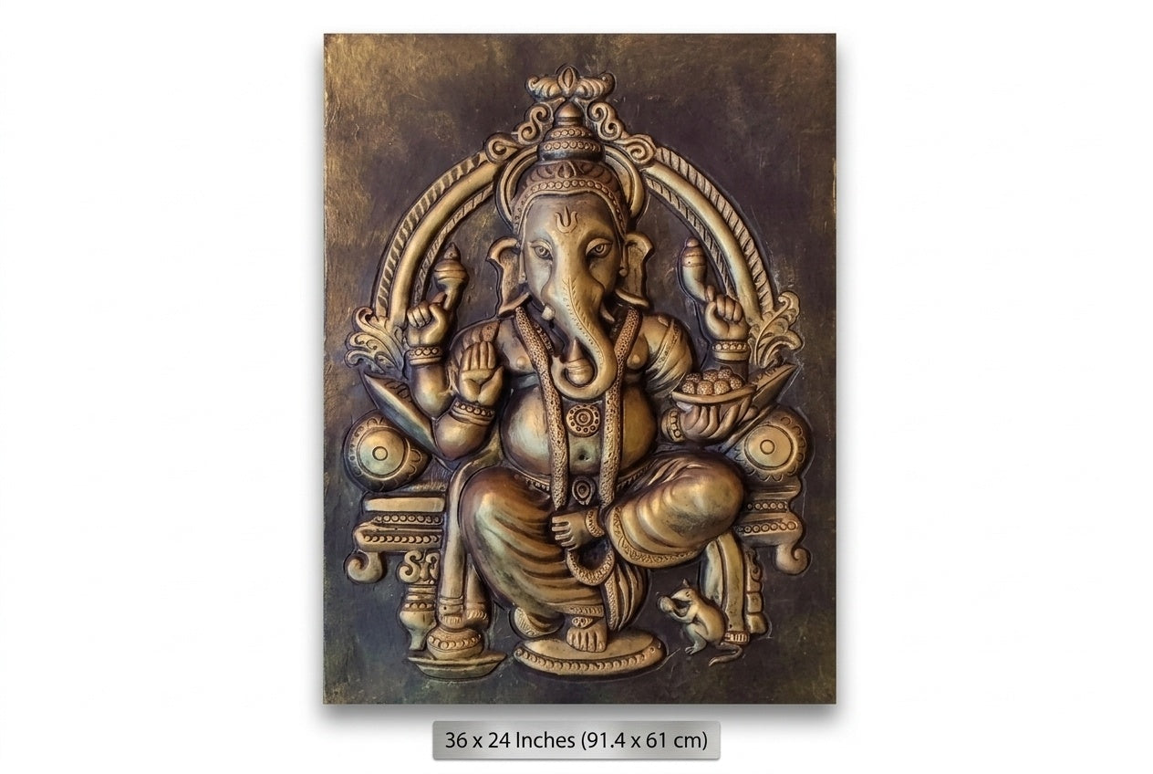 Lord Ganesha Blessing 3D Relief Wall Art Mural Panel - Studio Detail