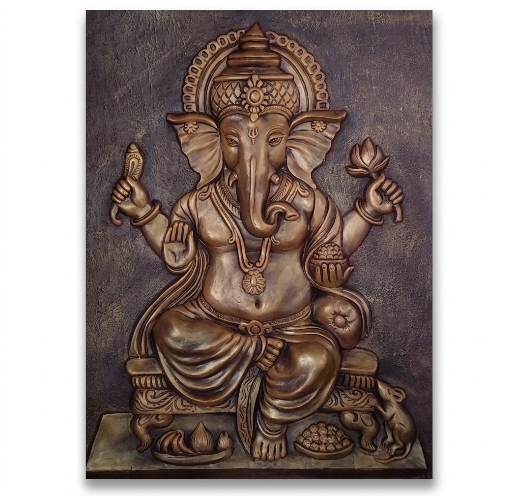 Lord Ganesha Blessing 3D Relief Mural Art - Studio Detail