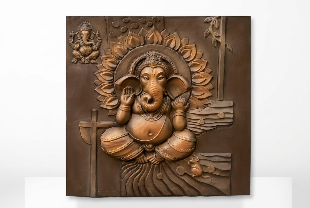 Divine Ganesha Blessing 3D Relief Sculpture Panel - Studio Detail