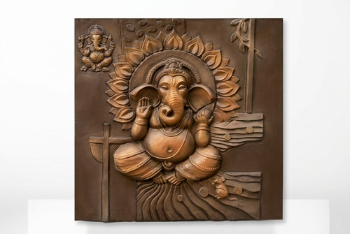 Divine Ganesha Blessing 3D Relief Sculpture Panel - Studio Detail