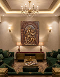 Divine Lakshmi Ganesha 3D Relief Mural Wall Art - Room Mockup 1