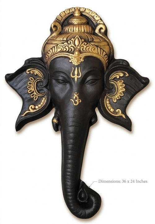 Divine Ganesha Face 3D Relief Wall Art Sculpture - Studio Detail