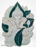 Blessing Ganesha on Leaf 3D Relief Mural Wall Art - Studio Detail