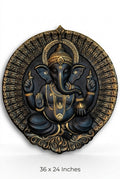 Blessing Lord Ganesha 3D Relief Round Wall Art Panel - Studio Detail