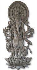 Simha Ganesha Standing on Lotus 3D Relief Wall Art Panel - Studio Detail