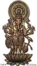 Eight-Armed Ganesha with Lion 3D Relief Sculpture Panel - Studio Detail