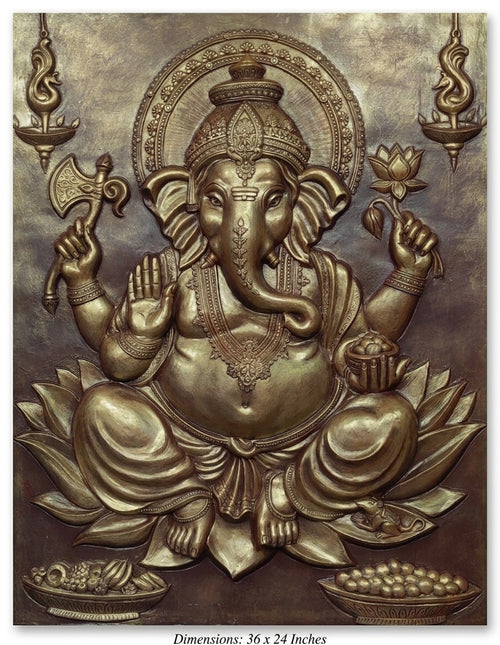 Divine Ganesha Blessing 3D Relief Sculpture Panel - Studio Detail
