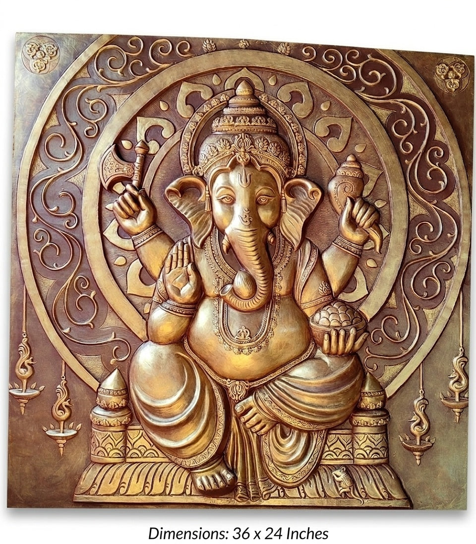 Divine Lord Ganesha 3D Relief Sculpture Wall Art - Studio Detail