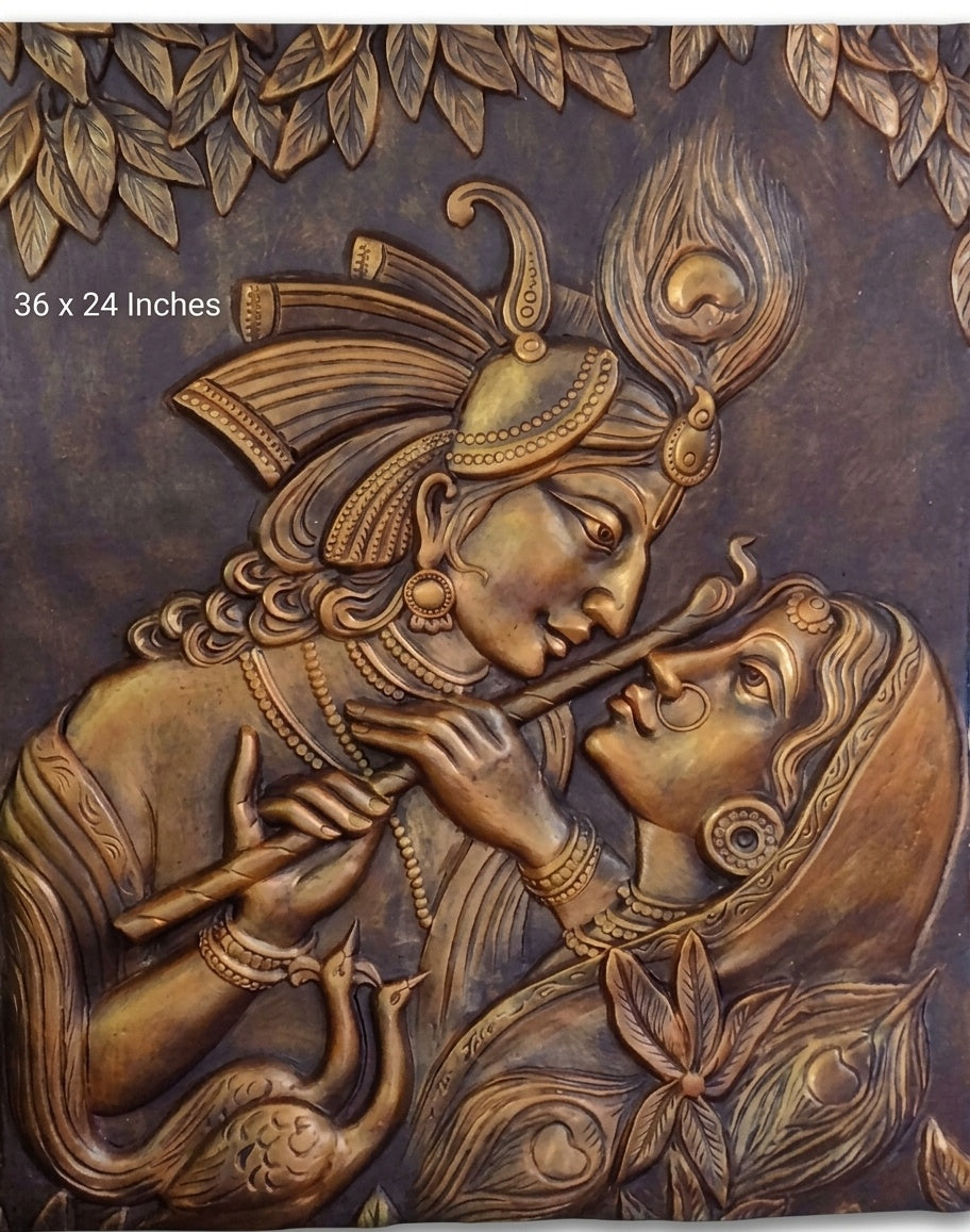 Radha Krishna Divine Love 3D Relief Mural Wall Art - Studio Detail