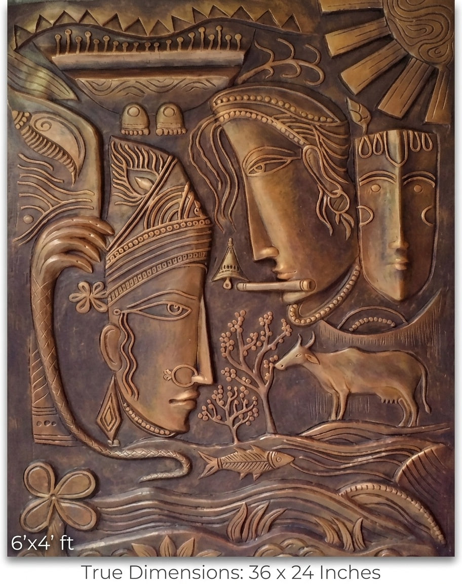 Radha Krishna Divine Love 3D Relief Mural Wall Art - Studio Detail