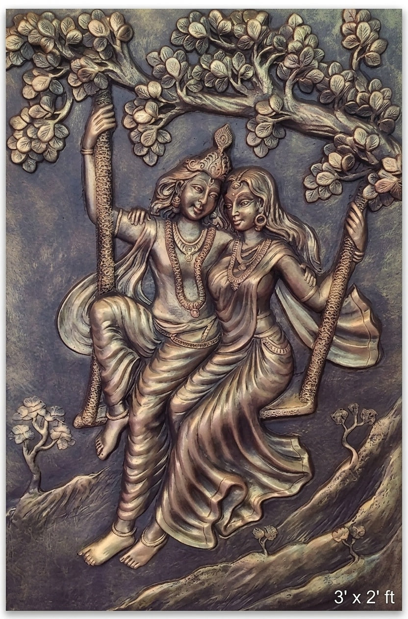 Radha Krishna Jhula 3D Relief Sculpture Panel - Studio Detail