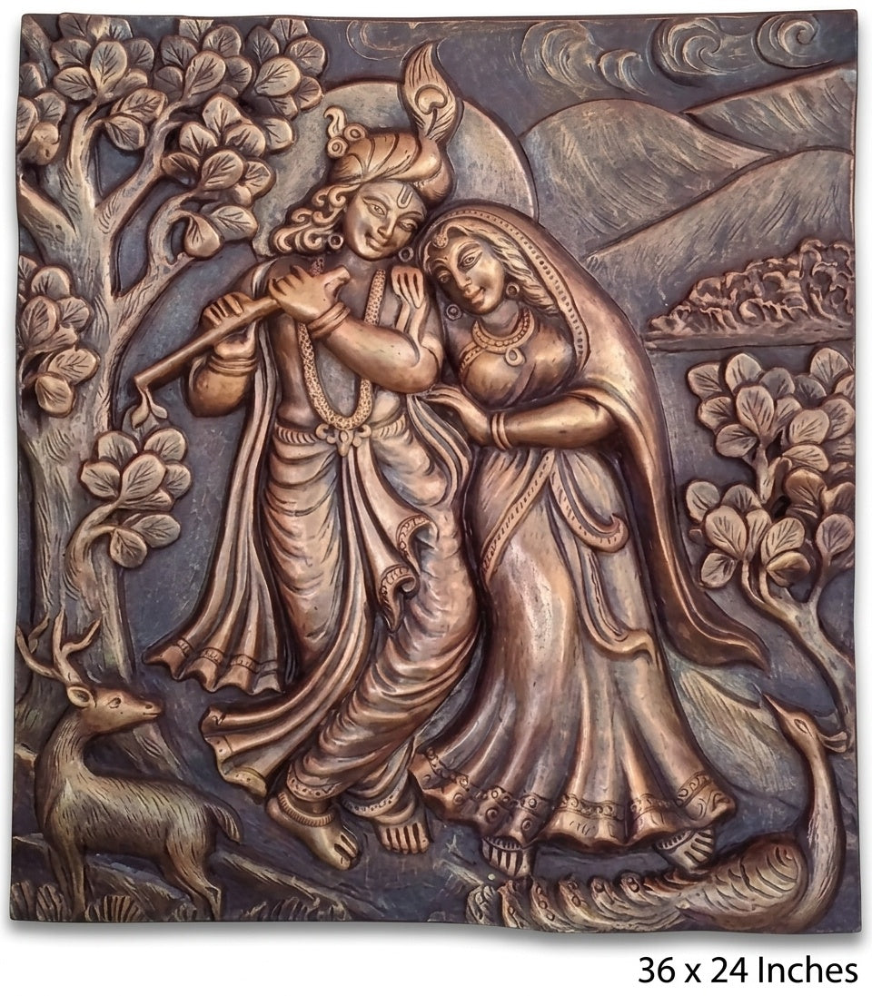Radha Krishna Playing Flute 3D Relief Mural Panel - Studio Detail