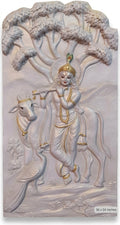 Divine Krishna with Cow & Peacock 3D Relief Mural - Studio Detail