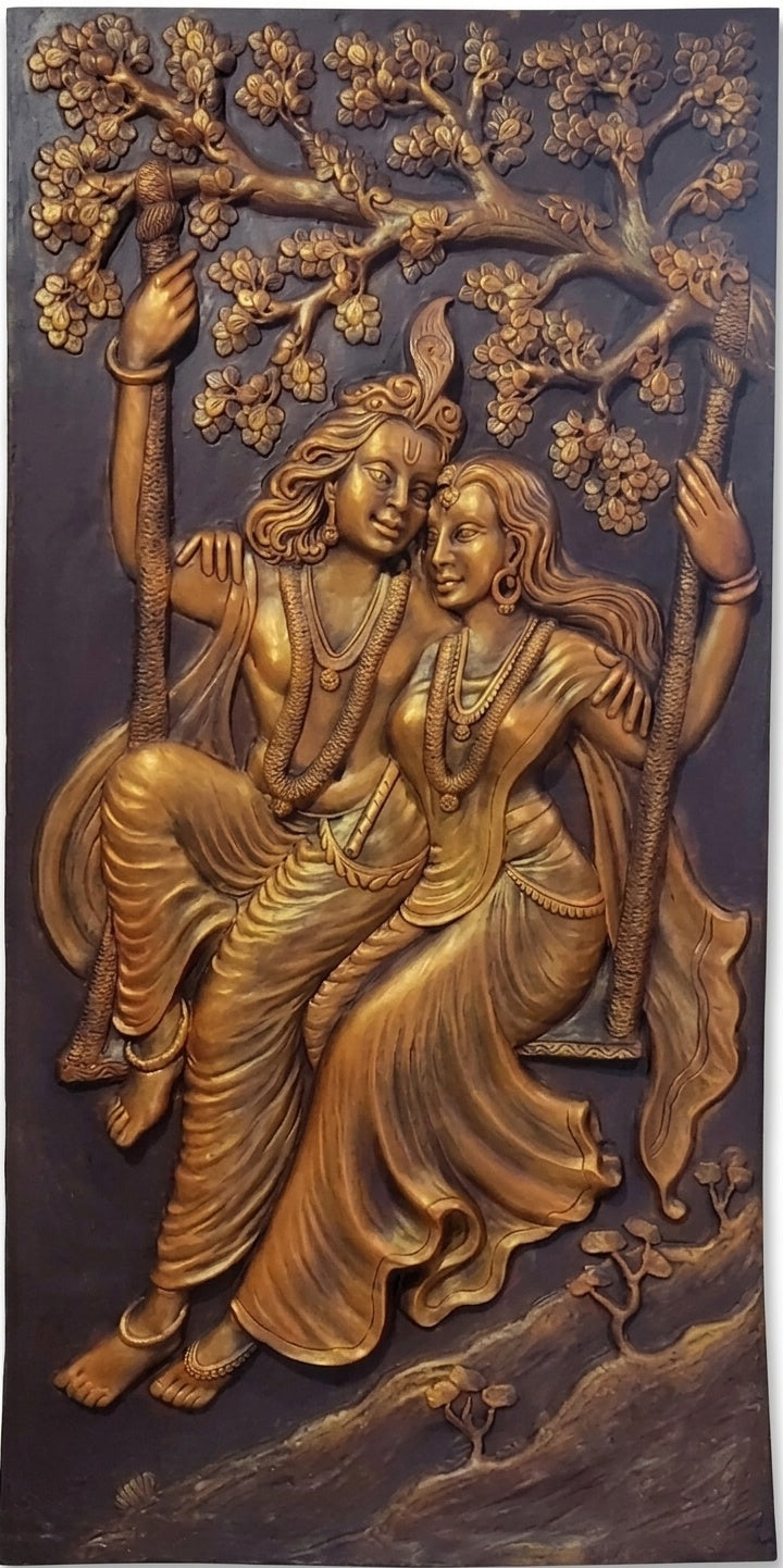 Radha Krishna Jhula 3D Relief Sculpture Wall Art Panel - Studio Detail