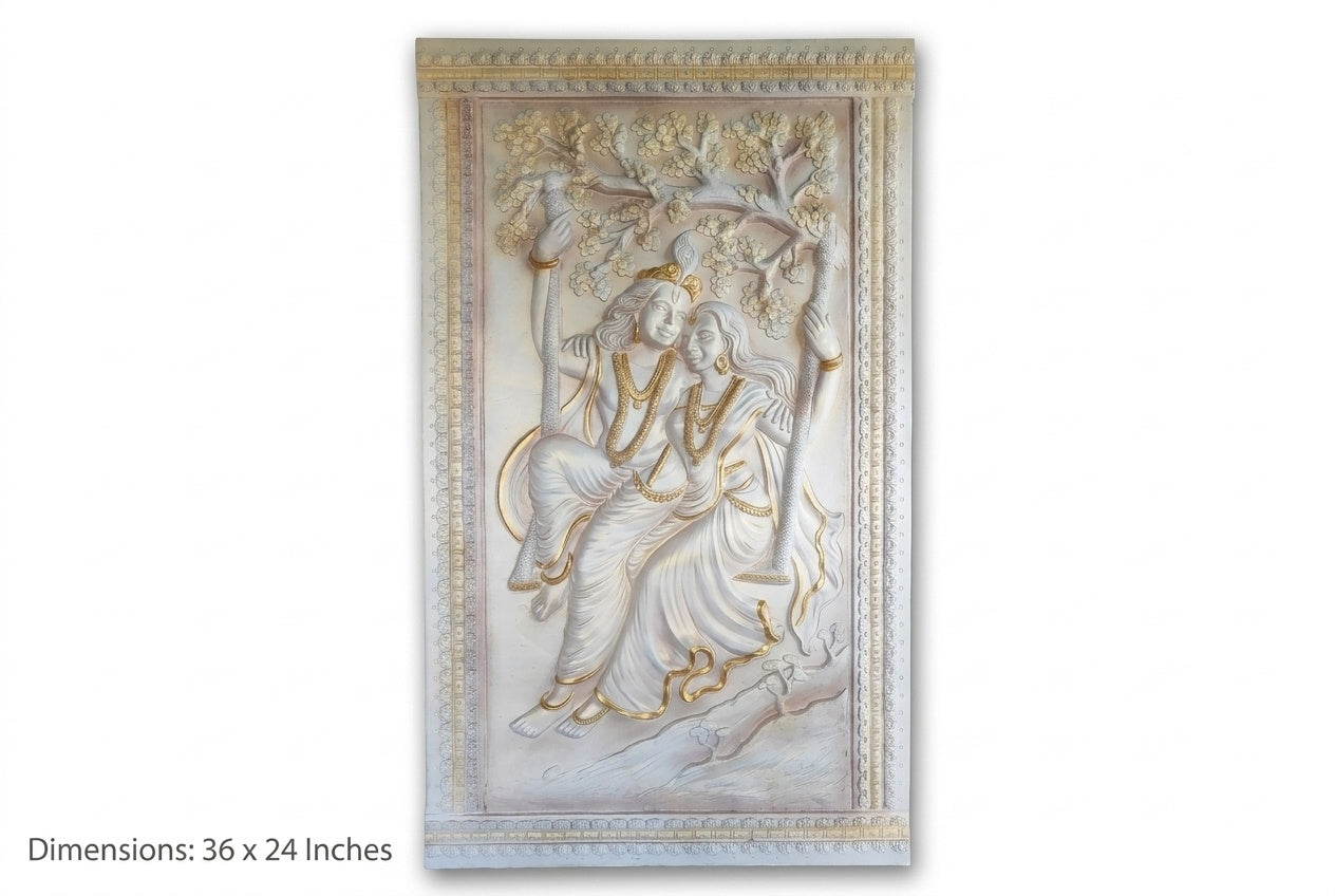 Radha Krishna on Swing 3D Relief Sculpture Panel - Studio Detail