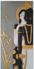 Radha Krishna Modern 3D Relief Sculpture Panel - Studio Detail
