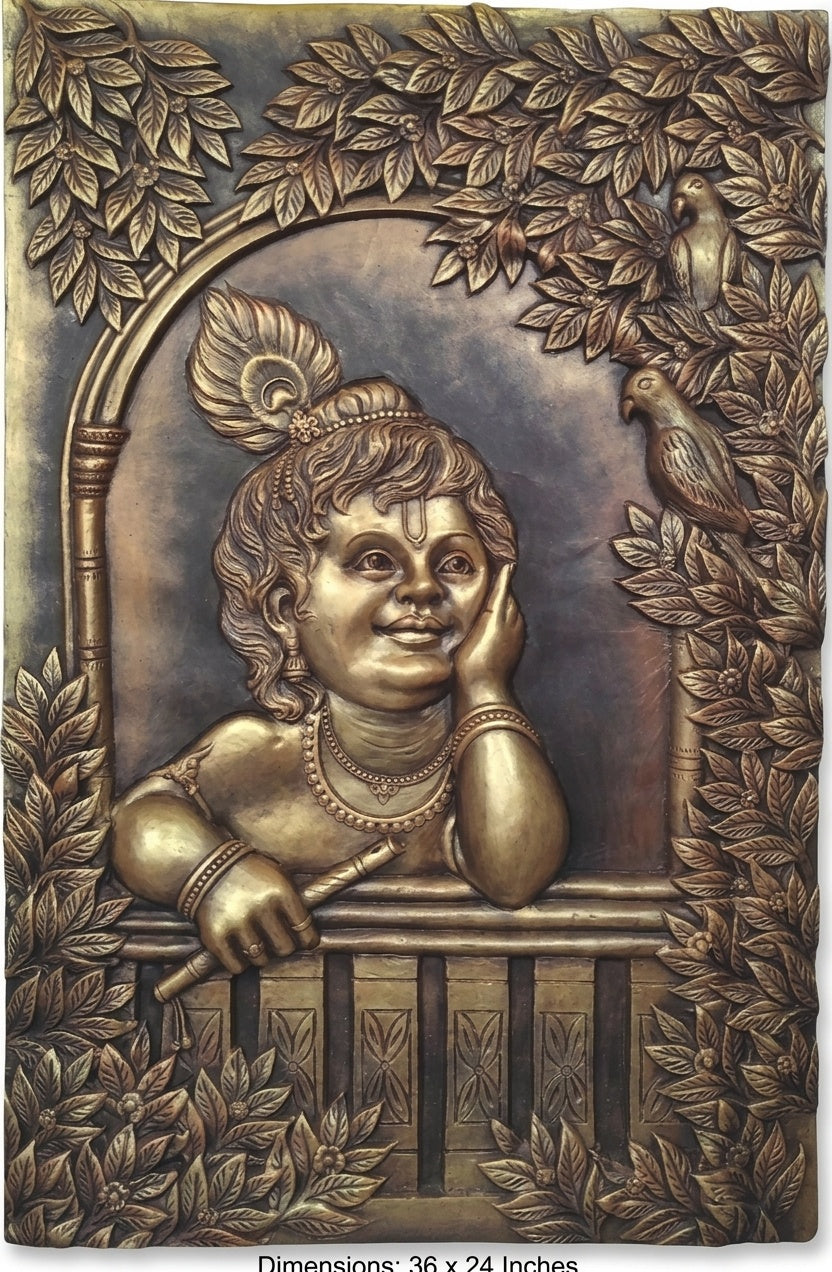 Bal Krishna 3D Relief Sculpture Mural Panel - Studio Detail