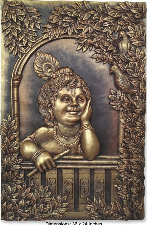 Bal Krishna 3D Relief Sculpture Mural Panel - Studio Detail