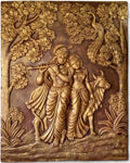 Radha Krishna with Sacred Cow 3D Relief Mural Wall Art - Studio Detail