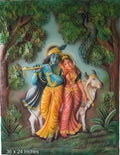 Radha Krishna with Cow 3D Relief Wall Art Mural - Studio Detail