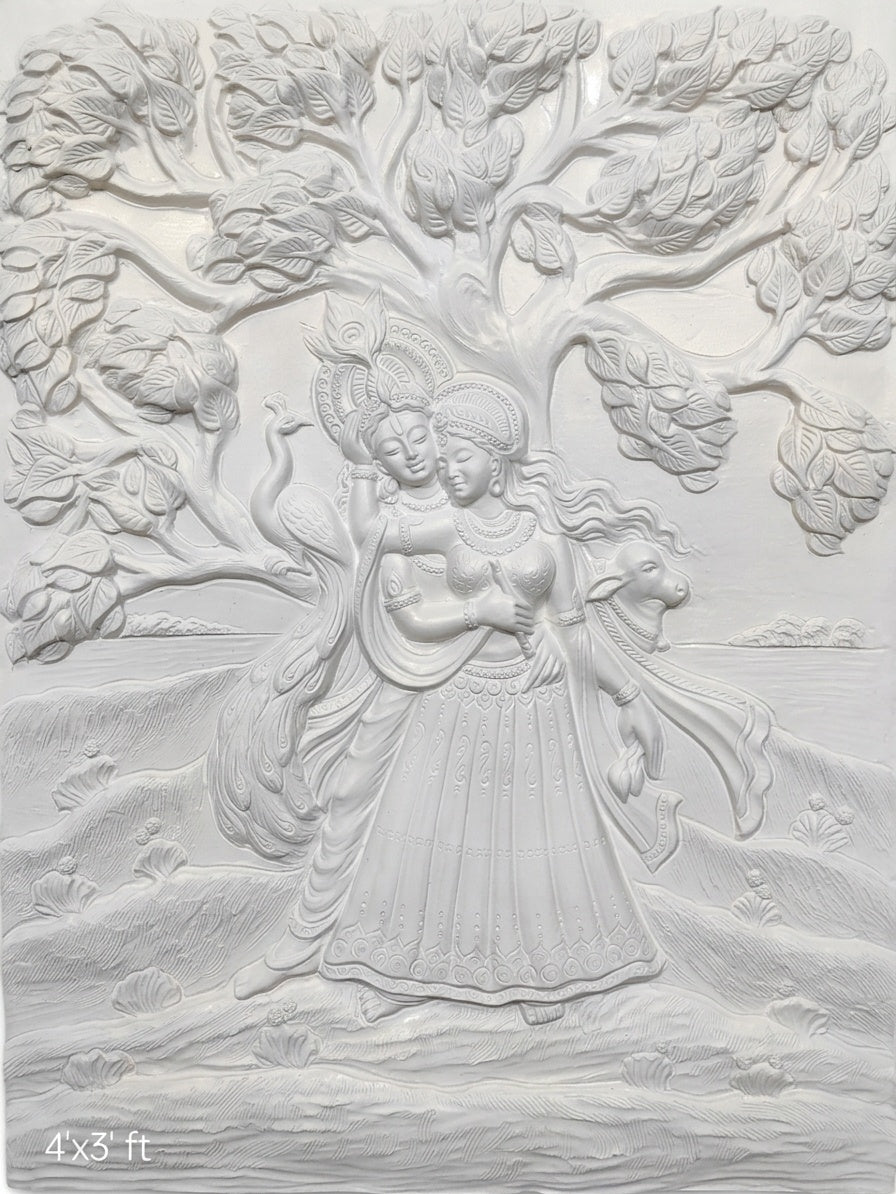 Radha Krishna Under the Tree 3D Relief Mural Wall Art - Studio Detail