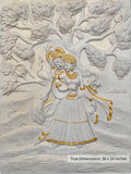 Radha Krishna under Tree 3D Relief Wall Art Mural - Studio Detail
