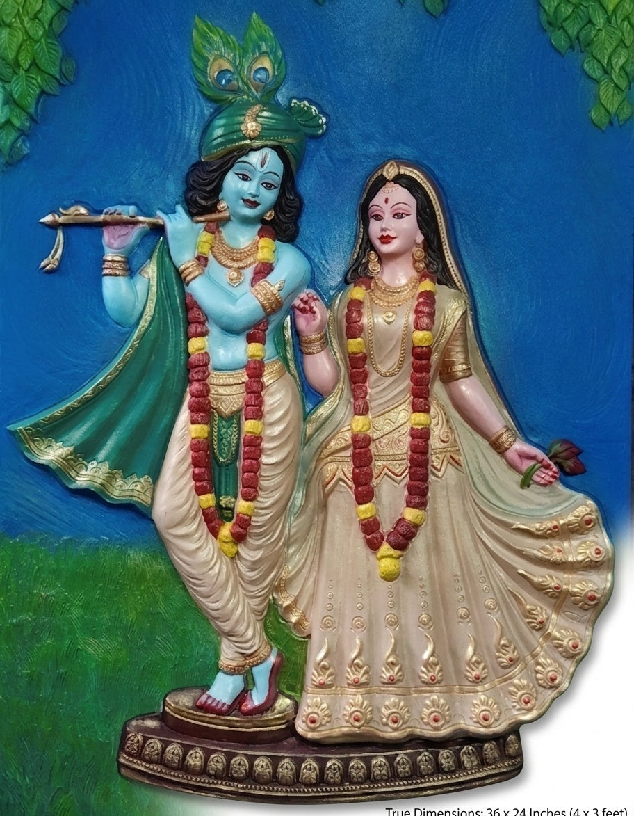 Radha Krishna 3D Relief Sculpture Wall Art Panel - Studio Detail