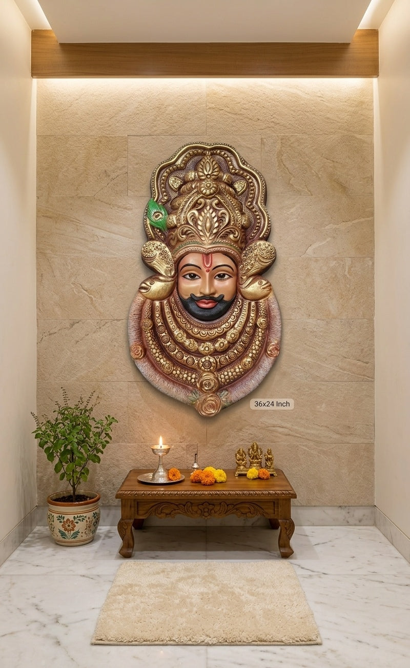 Khatu Shyam Ji 3D Relief Wall Art Sculpture - Room Mockup 2