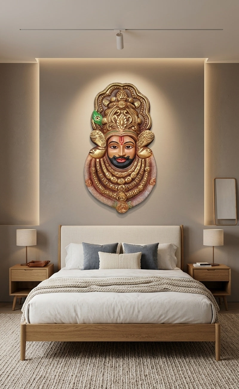 Khatu Shyam Ji 3D Relief Wall Art Sculpture - Room Mockup 3
