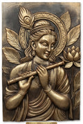 Lord Krishna Playing Flute 3D Relief Wall Art Mural - Studio Detail