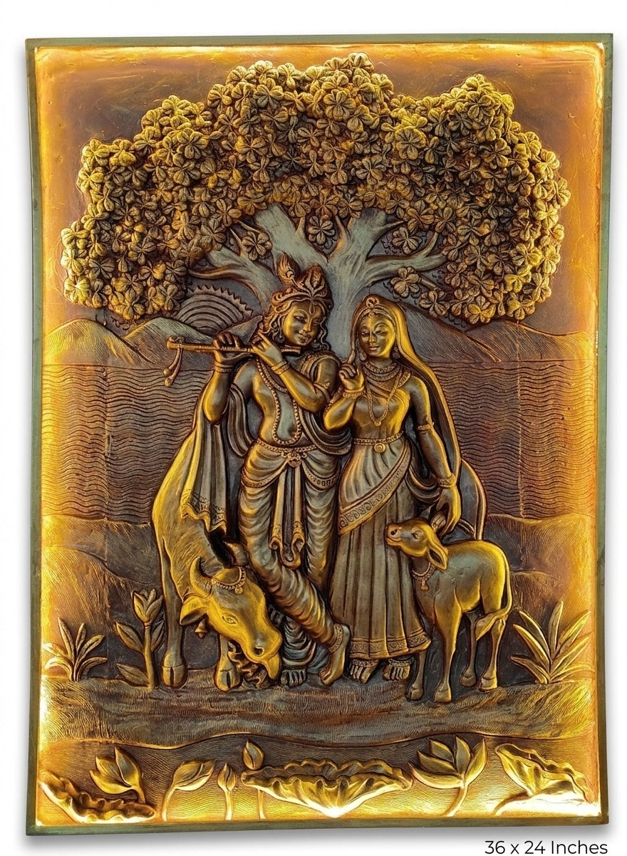 Radha Krishna under Tree LED Backlit 3D Relief Wall Art - Studio Detail