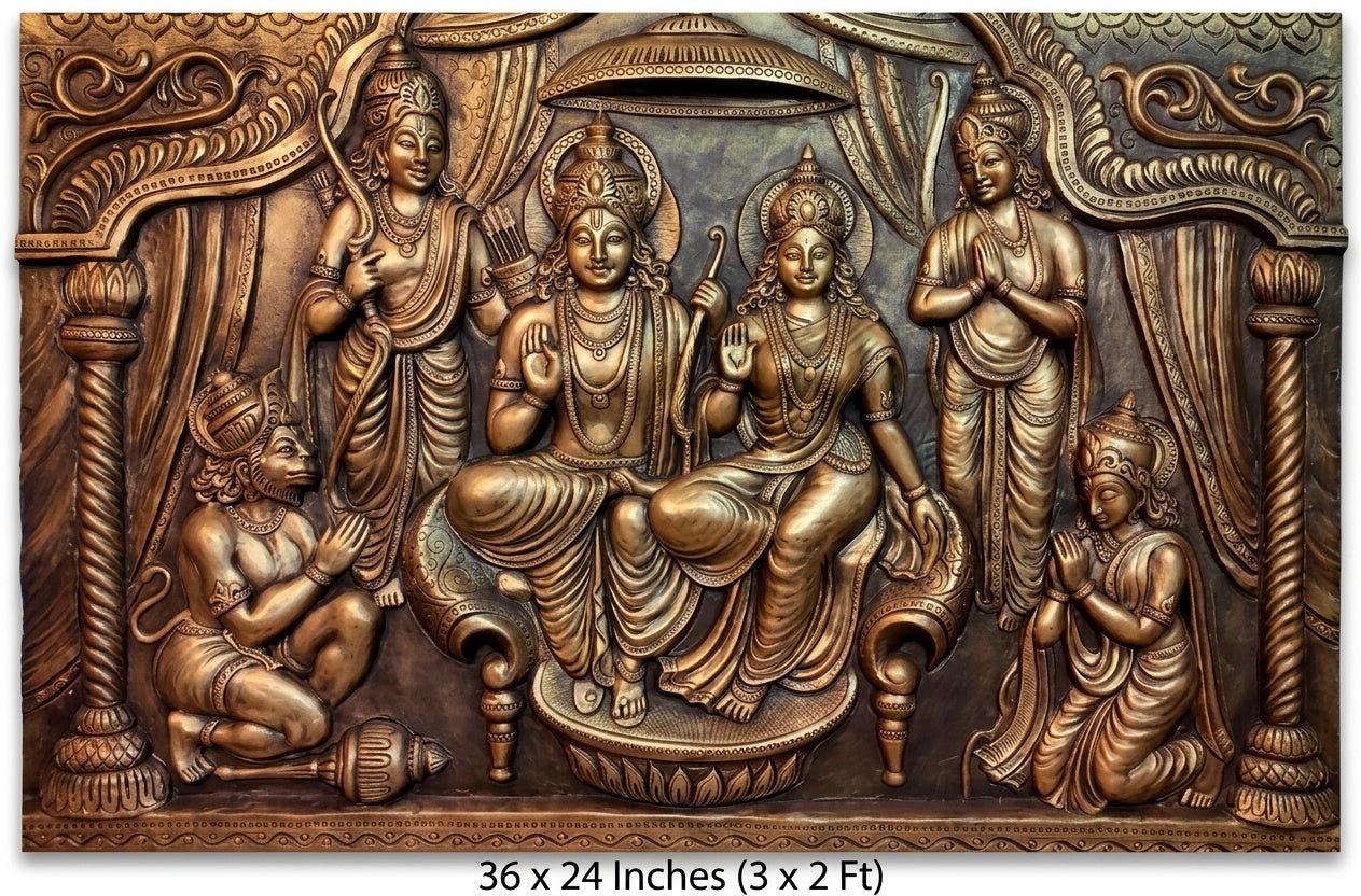 Ram Darbar Antique Bronze 3D Relief Sculpture Wall Art - Studio Detail