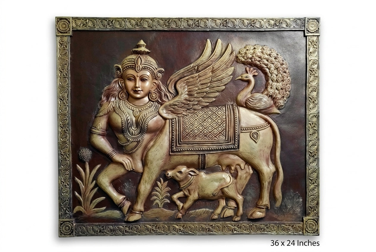 Divine Kamadhenu 3D Relief Mural Wall Art - Studio Detail