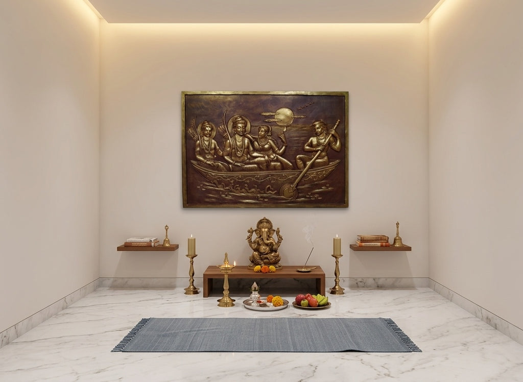 Lord Ram Kevat Milan 3D Relief Sculpture Panel - Room Mockup 2