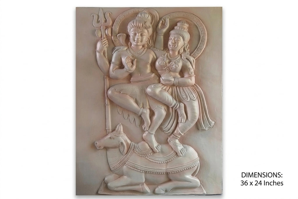 Shiva Parvati on Nandi 3D Relief Wall Art Mural - Studio Detail