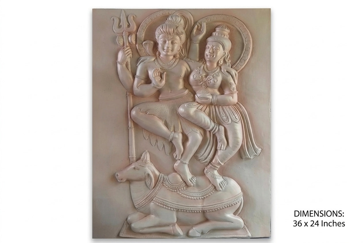 Shiva Parvati on Nandi 3D Relief Wall Art Mural - Studio Detail