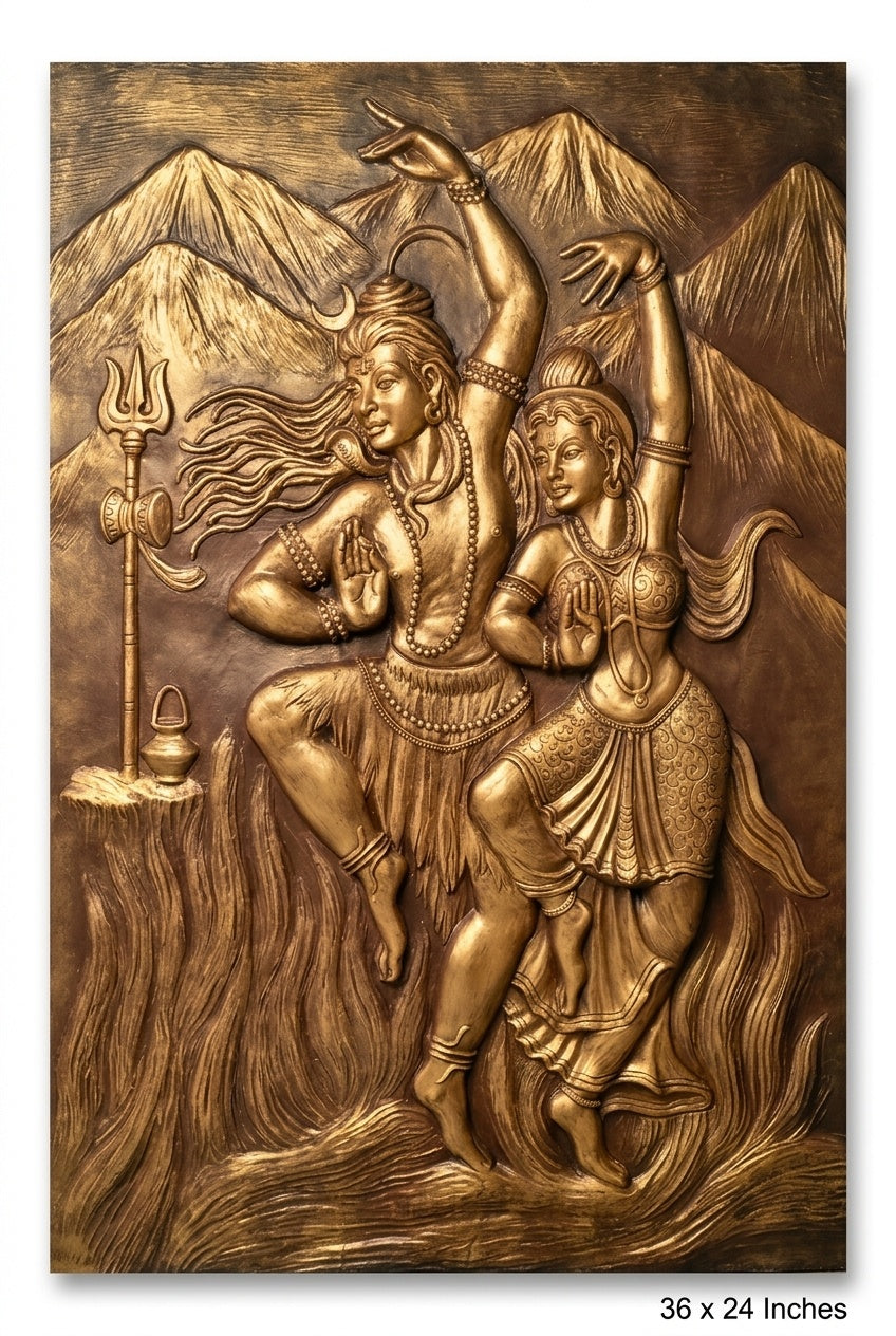 Shiva Parvati Divine Dance 3D Relief Wall Art Mural - Studio Detail