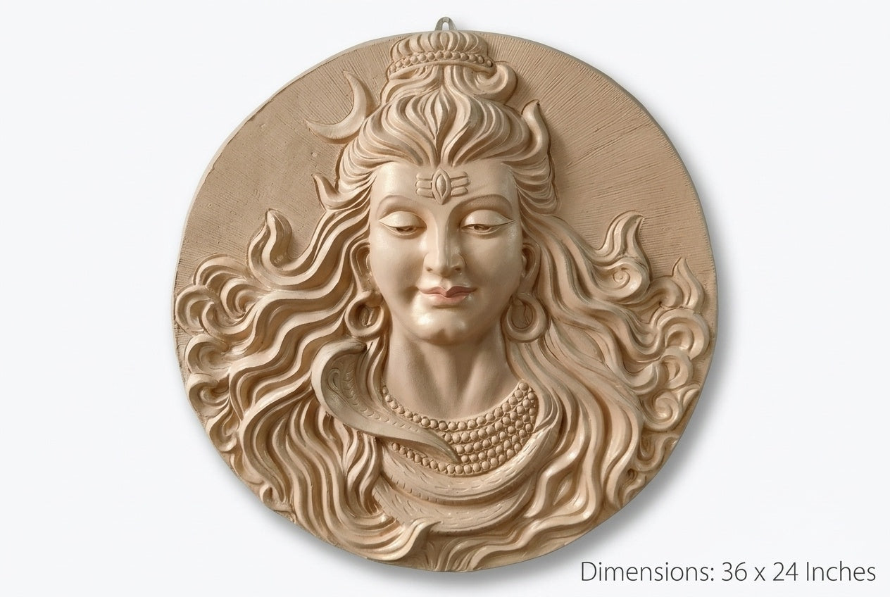 Lord Shiva Face 3D Relief Wall Art Sculpture - Studio Detail