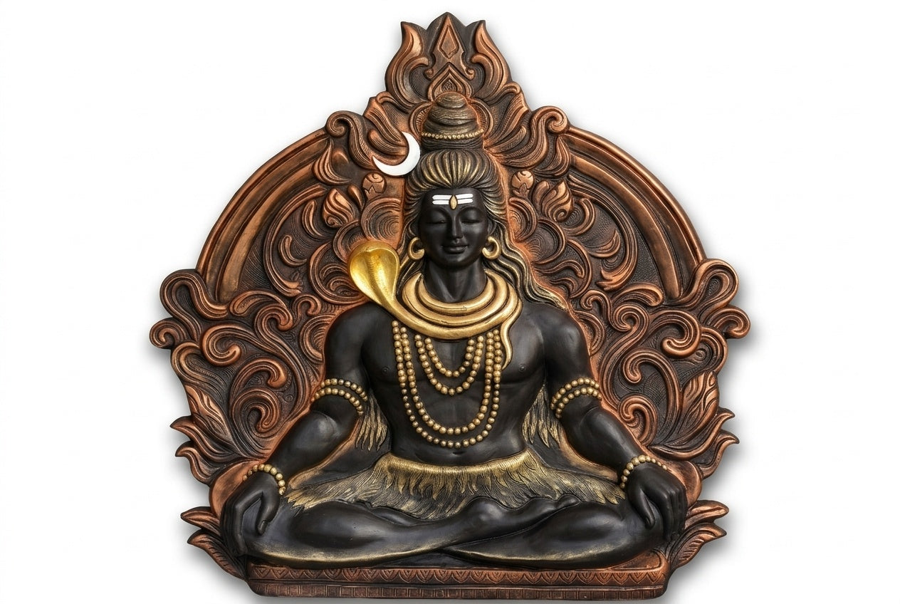 Meditating Lord Shiva 3D Relief Wall Art Panel - Studio Detail